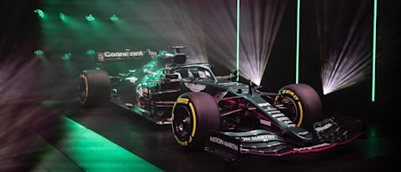 The AMR21 is presented to the world during the team's launch