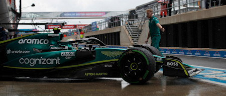 Sebastian heads out onto the track in the wet. He and Lance would qualify 18th and 20th respectively