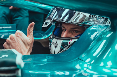 Nico gives a thumbs up as he prepares for his next run in the car