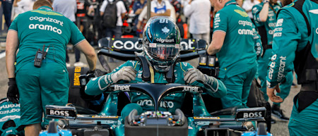 Determination. Lance, just two weeks after sustaining injuries, returned to the cockpit for the first Grand Prix of the season.