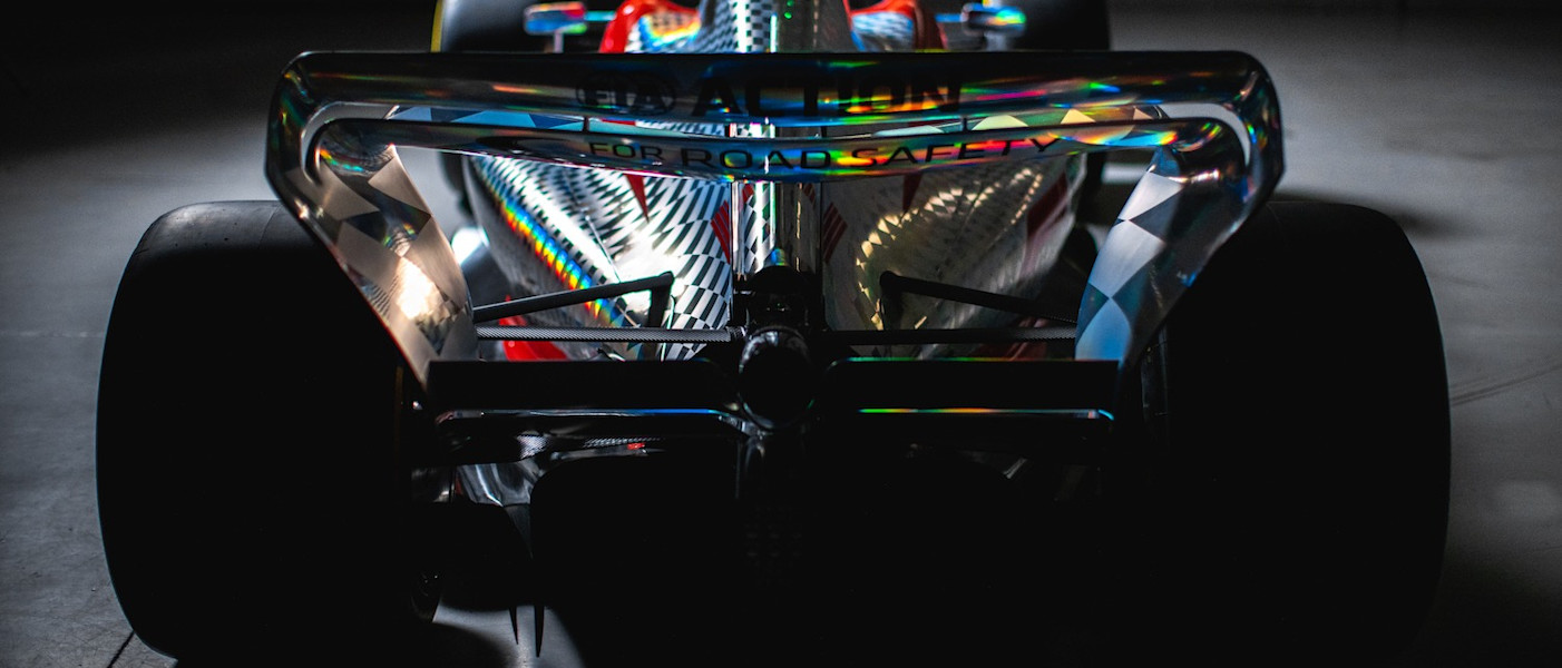 The sleek rear end of the 2022 Formula One car