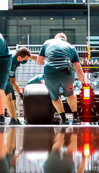 Seeing double: Mechanics bring the AMR21 into the garage