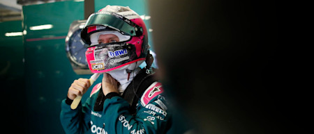 Sebastian prepares to climb into the AMR21 in Mexico