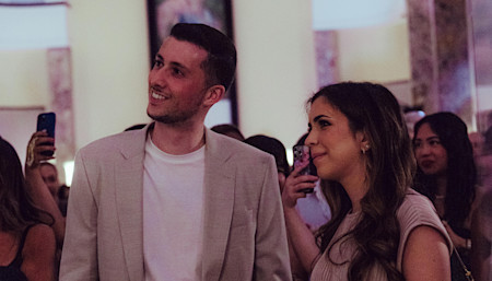 Terry Iakovou and Francesca Scardera at the BOSS Grand Prix party