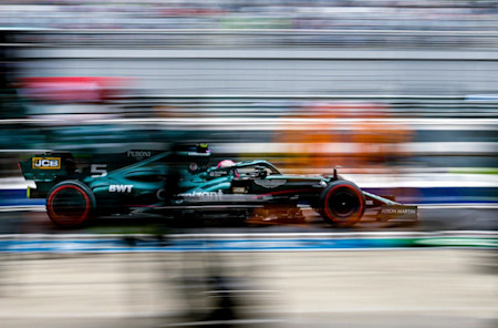Sebastian heads out to begin his formation lap ahead of the Sochi race