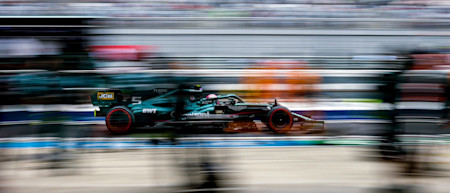 Sebastian heads out to begin his formation lap ahead of the Sochi race