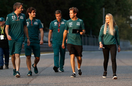 Driver Ambassador Jessica Hawkins joins Sebastian for the track walk at Monza