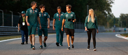 Driver Ambassador Jessica Hawkins joins Sebastian for the track walk at Monza
