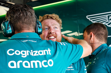 The team completed the repairs to Sebastian's car just in time for qualifying.