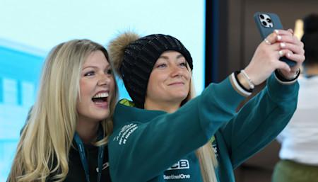 Jessica and Creator Collective member Chelsea smile for the camera.