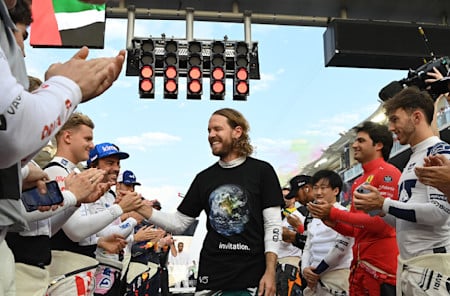 Ahead of Sunday's race, Sebastian was given a guard of honour by the other 19 drivers, including friend Mick Schumacher.