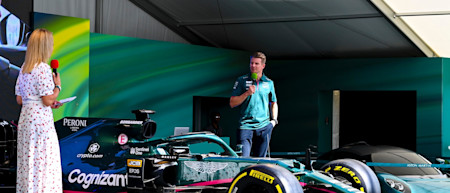 Rachel Brookes interviews Nico Hülkenberg on stage during the I / AM GBR event at Silverstone