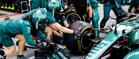 The team completes a practice pitstop ahead of the Dutch Grand Prix