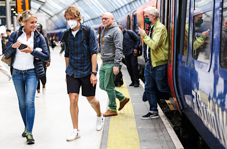 Sebastian takes the train to Waterloo