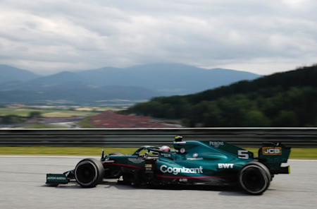 Sebastian drives against the backdrop of the Styrian Mountains