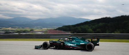Sebastian drives against the backdrop of the Styrian Mountains