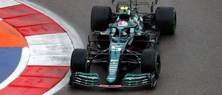 Sebastian explores the limits of the track in a damp qualifying in Sochi