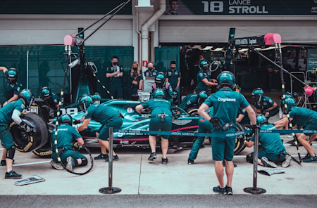The team practice a pitstop