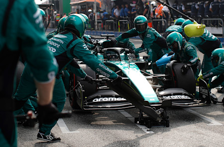 The team made six pitstops on a busy day, with three for each driver.