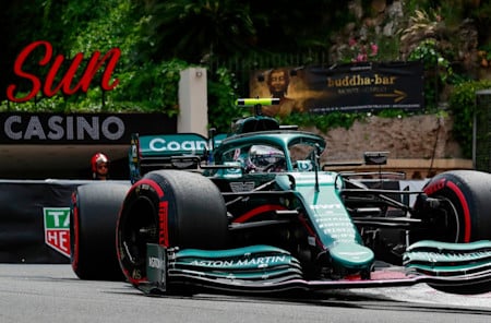 Sebastian attacks the kerb in qualifying
