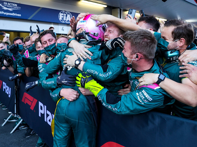 Sebastian celebrates his Baku podium
