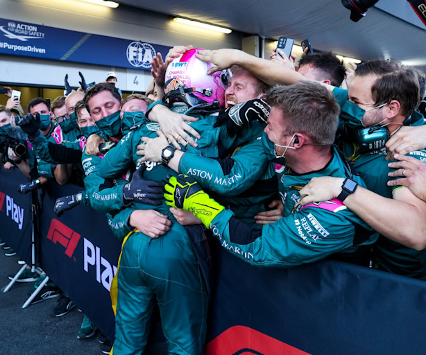 Sebastian celebrates his Baku podium
