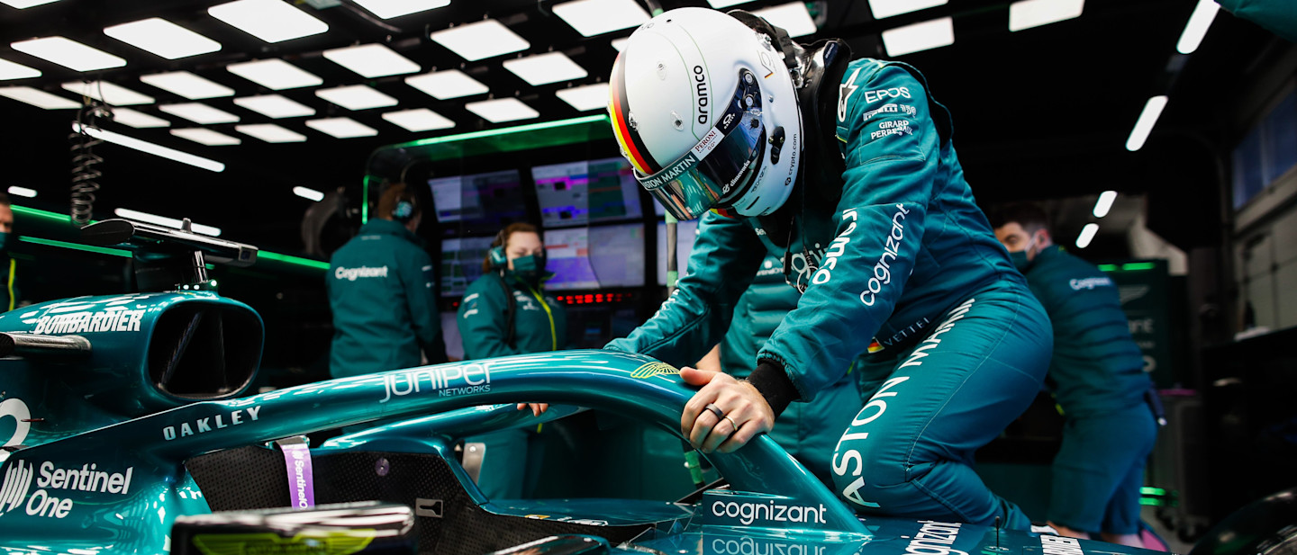 Sebastian climbs into the AMR22