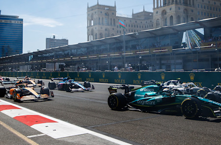 The drivers line up on the grid ahead of the Azerbaijan GP
