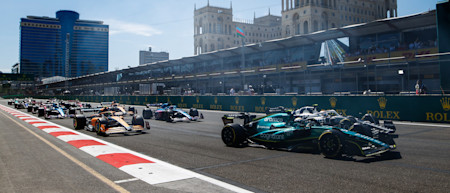 The drivers line up on the grid ahead of the Azerbaijan GP