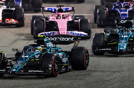 The start. Fernando and Lance both started in the top 10, and moved up the order as the race progressed.