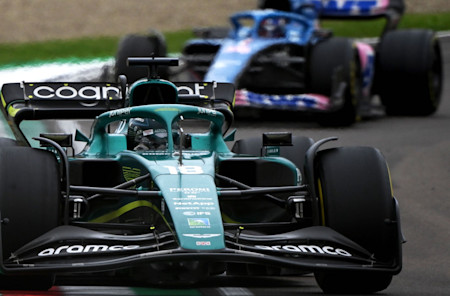 Lance may have cleared Alpine's Fernando Alonso, but Esteban Ocon harried him throughout