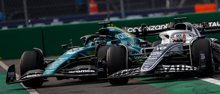 Lance's progress was interrupted by this move from Pierre Gasly, for which the AlphaTari driver was penalised.