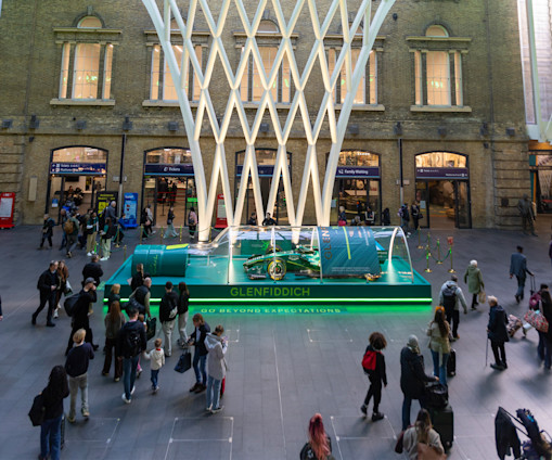 Glenfiddich's Car in a Bottle arrives at King's Cross station