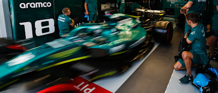 Lance drives out of the garage to begin qualifying