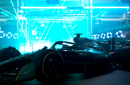 A dazzling light show on the Aston Martin Lagonda production line preceded the reveal of the AMR22