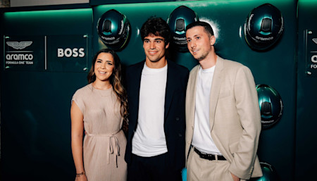 I / AM competition winners Terry Iakovou and Francesca Scardera meet Lance in their bespoke BOSS outfits