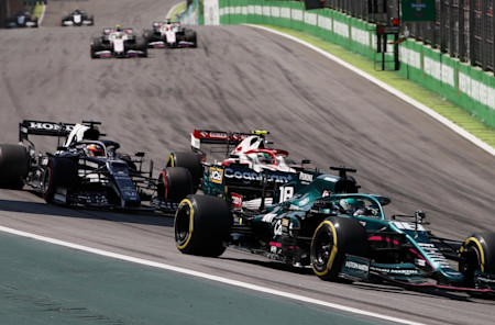 Lance in the heat of battle with Tsunoda and Giovinazzi, eventually finishing between the pair.