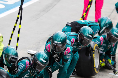 Aston Martin Cognizant Formula One™ Team prepares for a pitstop