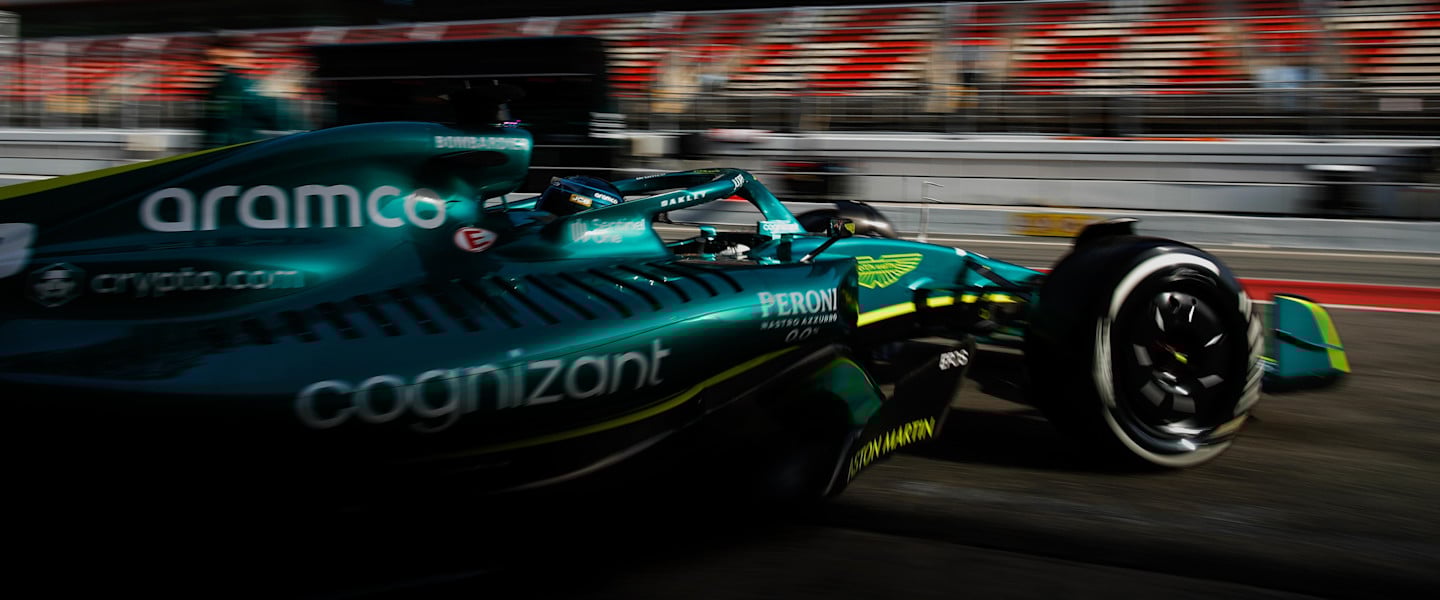 Lance Stroll tests the AMR22 in Barcelona