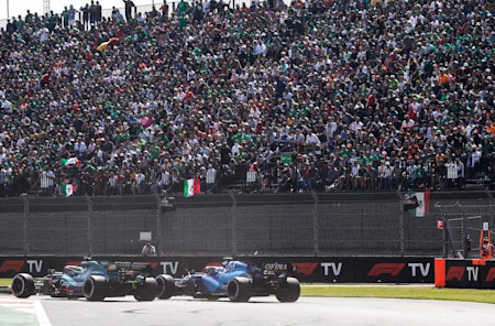 Lance pulls off his best move of the race, diving past George Russell late in the Mexican Grand Prix