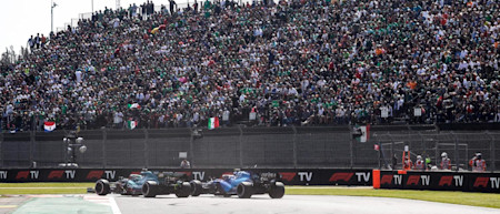 Lance pulls off his best move of the race, diving past George Russell late in the Mexican Grand Prix