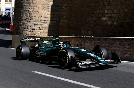 Lance takes on the tight street circuit during FP2