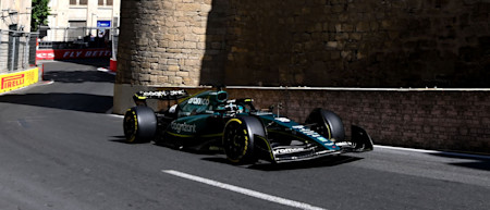 Lance takes on the tight street circuit during FP2