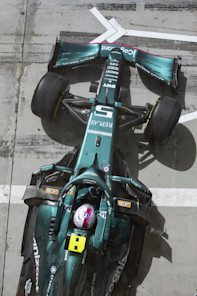 Sebastian leaves the garage in Bahrain