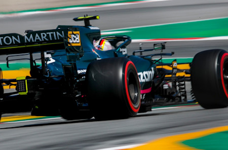 Sebastian navigates the tricky final sector in Barcelona
