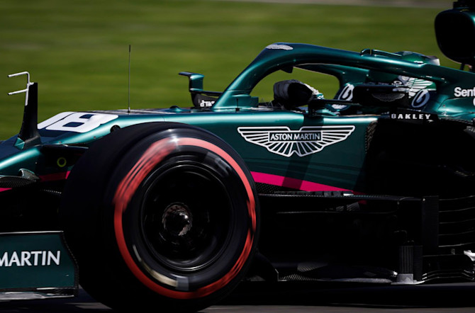 Lance behind the wheel of the AMR21 in Mexico