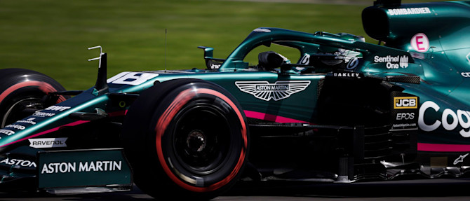 Lance behind the wheel of the AMR21 in Mexico