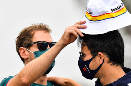 A story in two parts: Sebastian swaps a bucket hat with Sergio Pérez