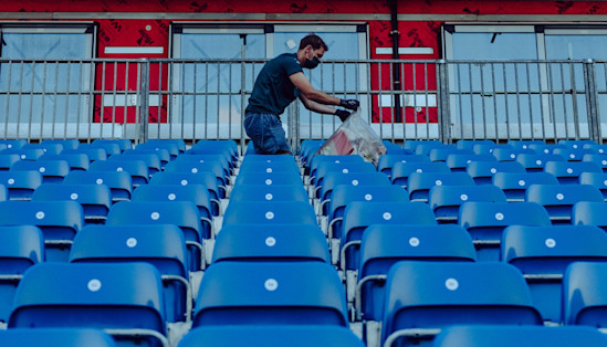 Sebastian picks up litter following the British Grand Prix